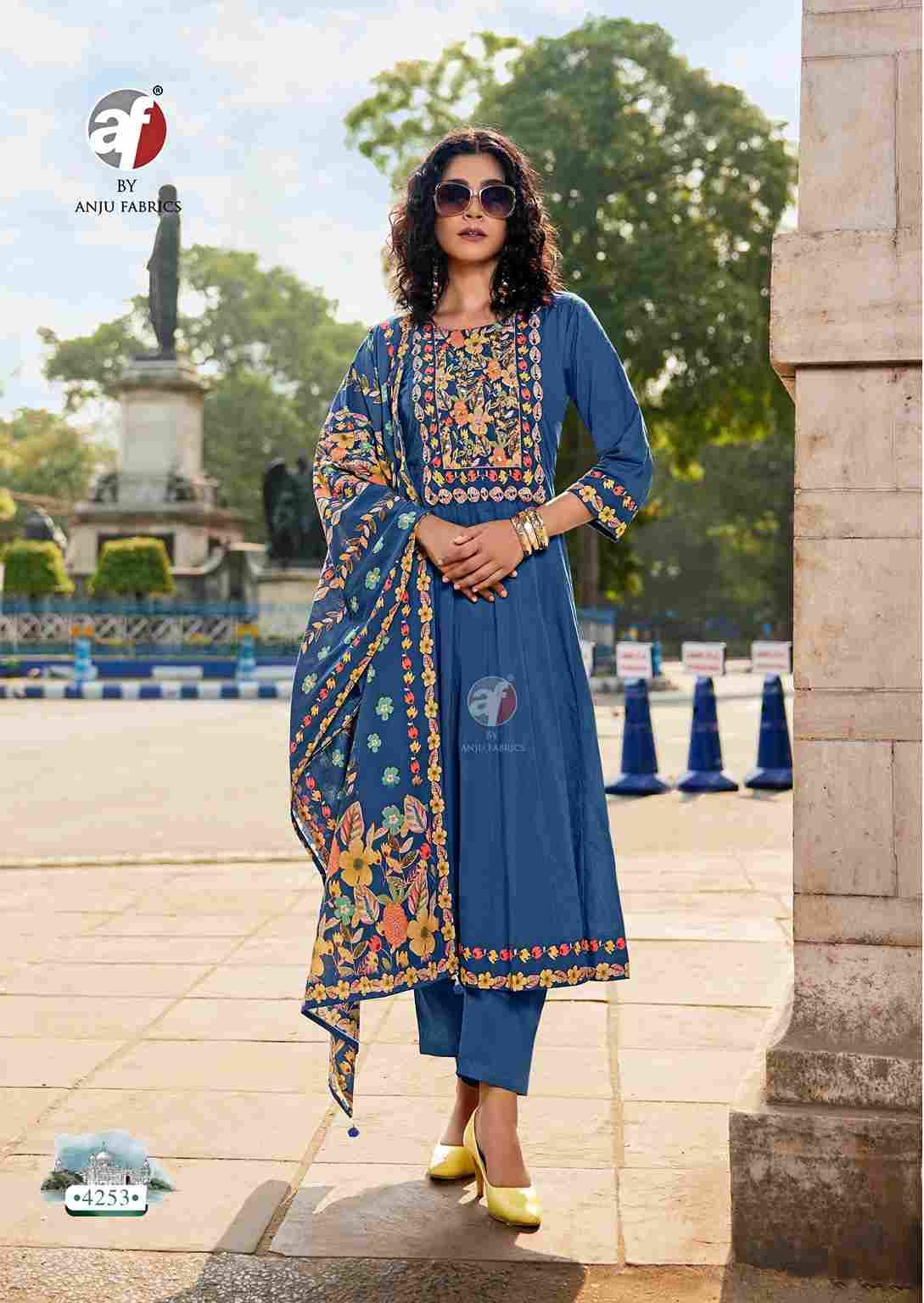 Cotton Kali By Anju Fabrics 4251 To 4254 Series Designer Festive Suits Collection Beautiful Stylish Fancy Colorful Party Wear & Occasional Wear Pure Cotton Dresses At Wholesale Price