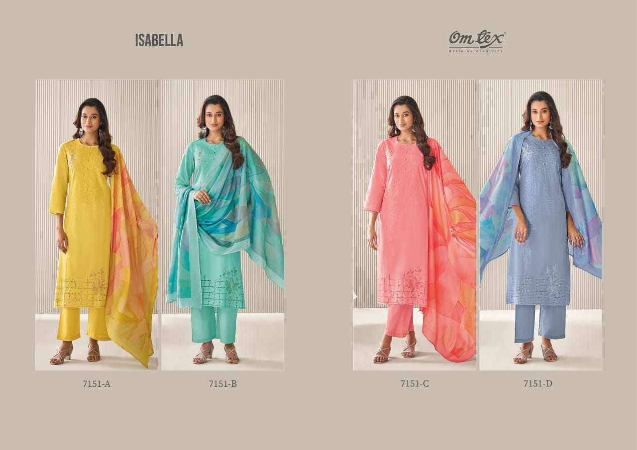 Isabella By Om Tex 7151-A To 7151-D Series Beautiful Suits Stylish Fancy Colorful Party Wear & Ethnic Wear Lawn Cotton Dresses At Wholesale Price