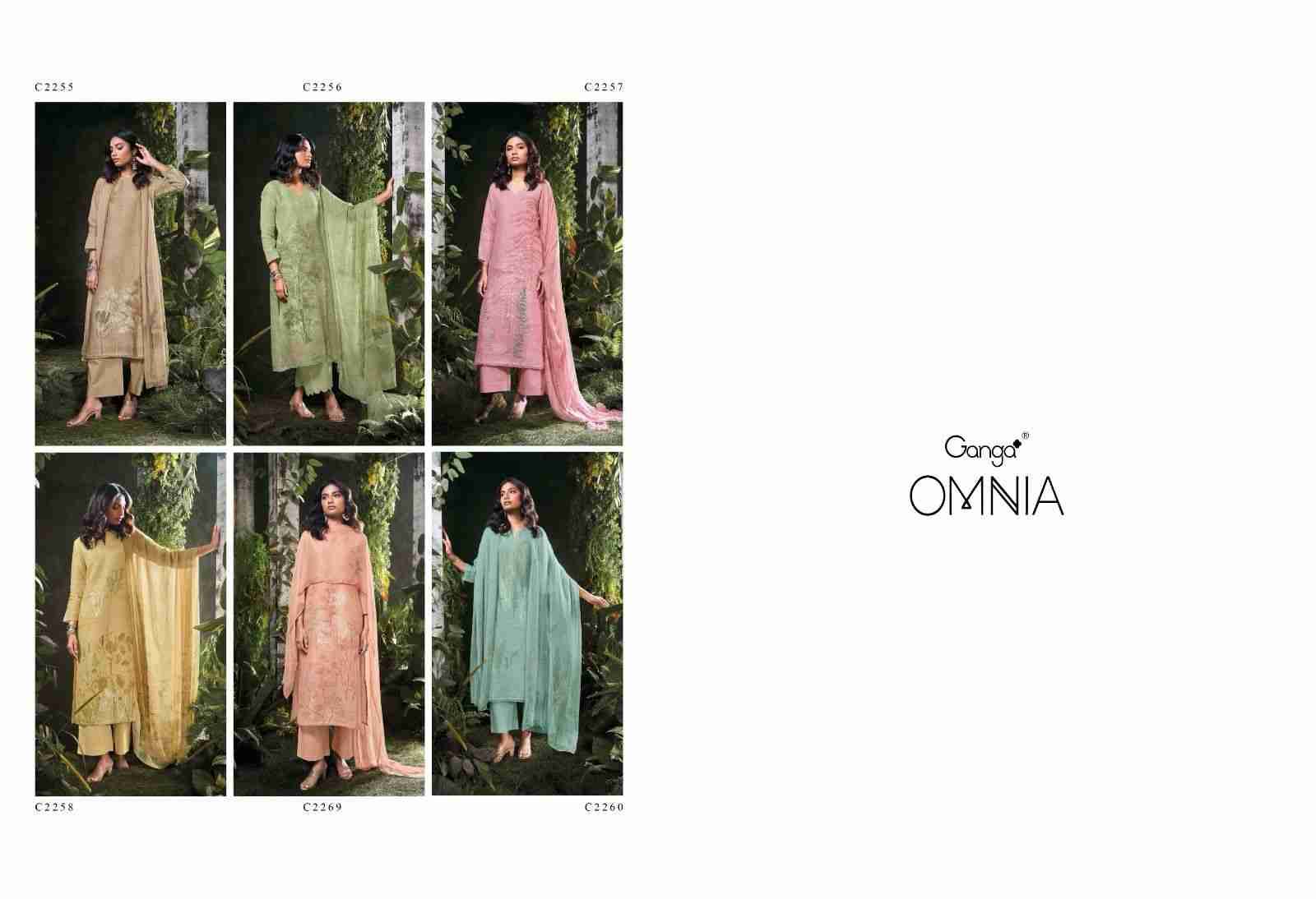 Omnia By Ganga Fashion 2255 To 2260 Series Beautiful Festive Suits Colorful Stylish Fancy Casual Wear & Ethnic Wear Pure Linen Jacquard Dresses At Wholesale Price
