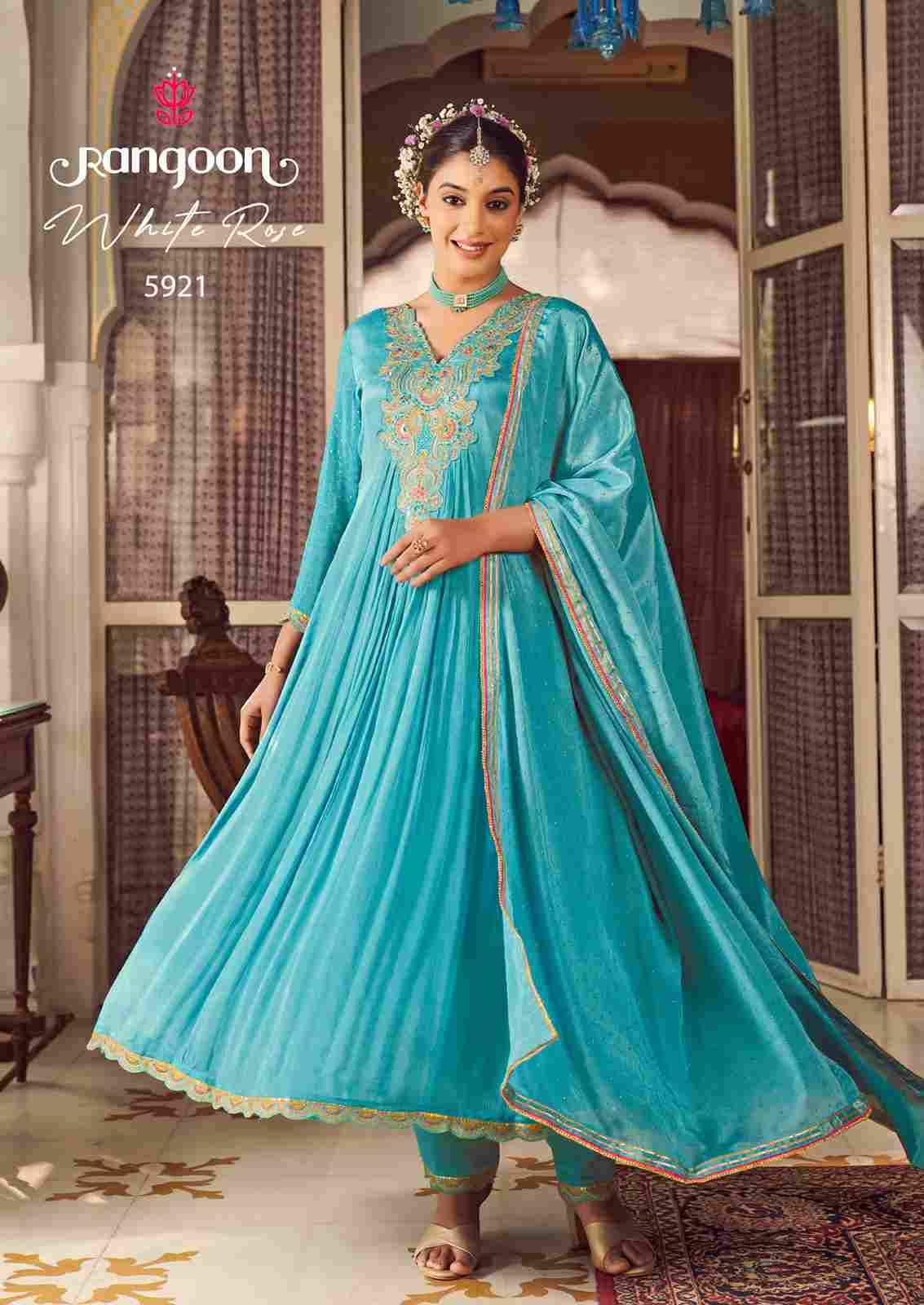 White Rose By Rangoon 5921 To 5924 Series Designer Festive Suits Beautiful Stylish Fancy Colorful Party Wear & Occasional Wear Chinnon Dresses At Wholesale Price