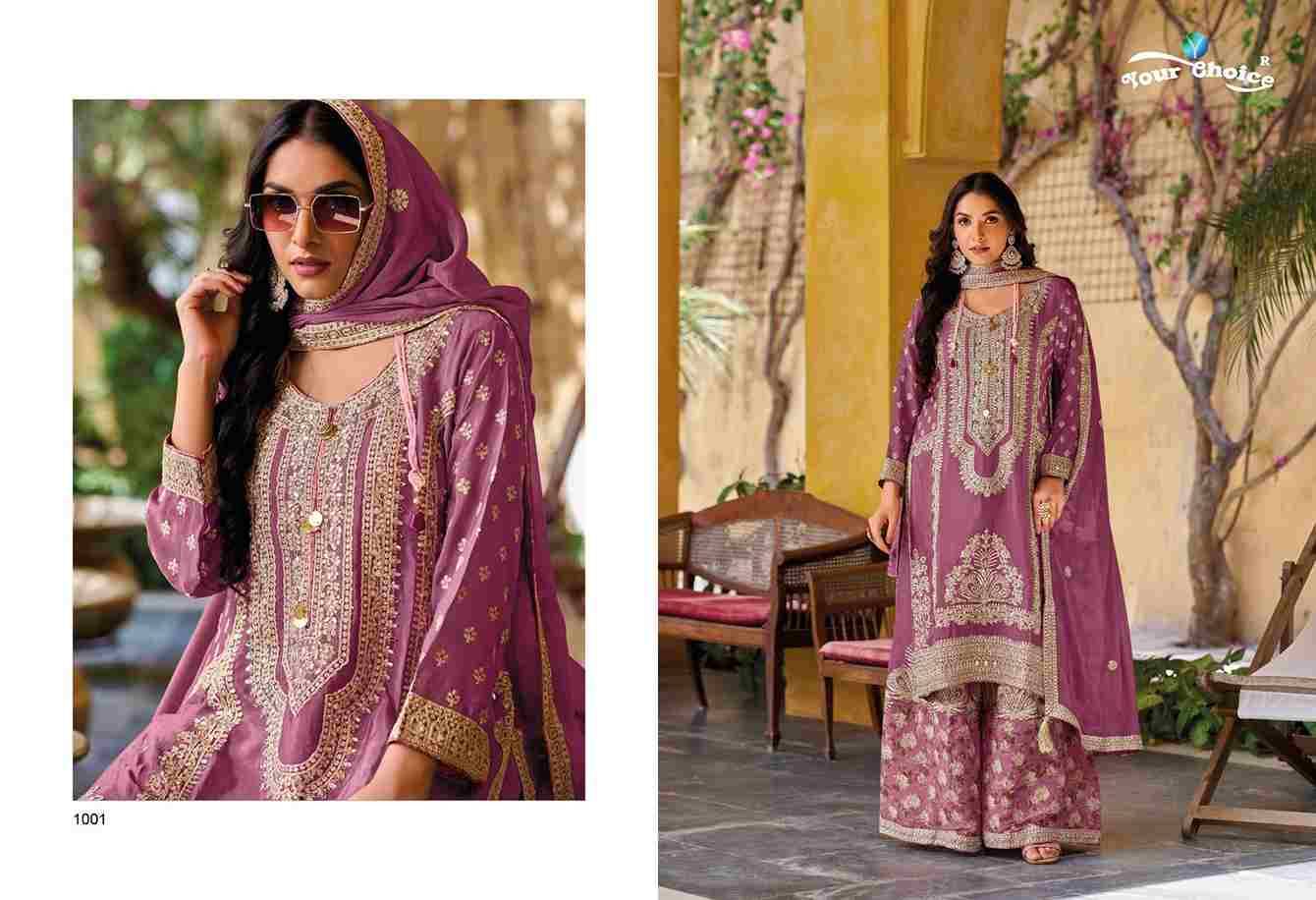 Fame By Your Choice 1001 To 1003 Series Designer Festive Suits Collection Beautiful Stylish Fancy Colorful Party Wear & Occasional Wear Chinnon Dresses At Wholesale Price