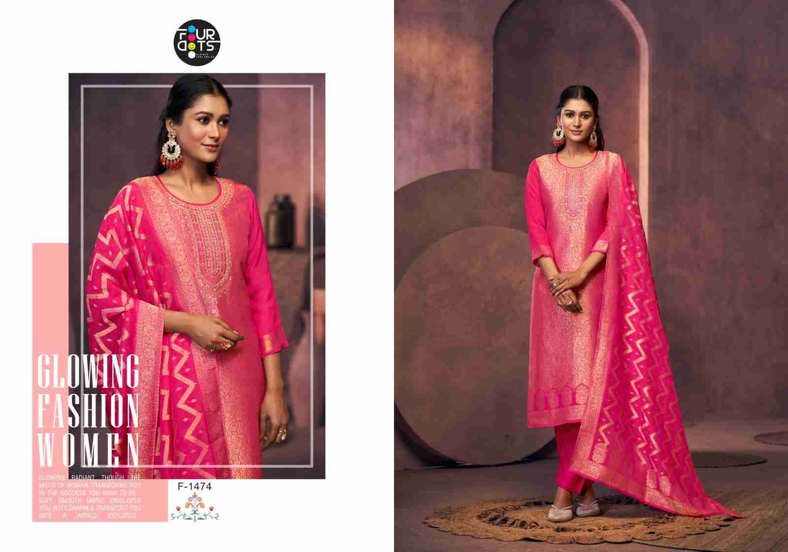 Magadhi By Four Dots 1471 To 1474 Series Beautiful Stylish Festive Suits Fancy Colorful Casual Wear & Ethnic Wear & Ready To Wear Viscose Organza Jacquard Dresses At Wholesale Price