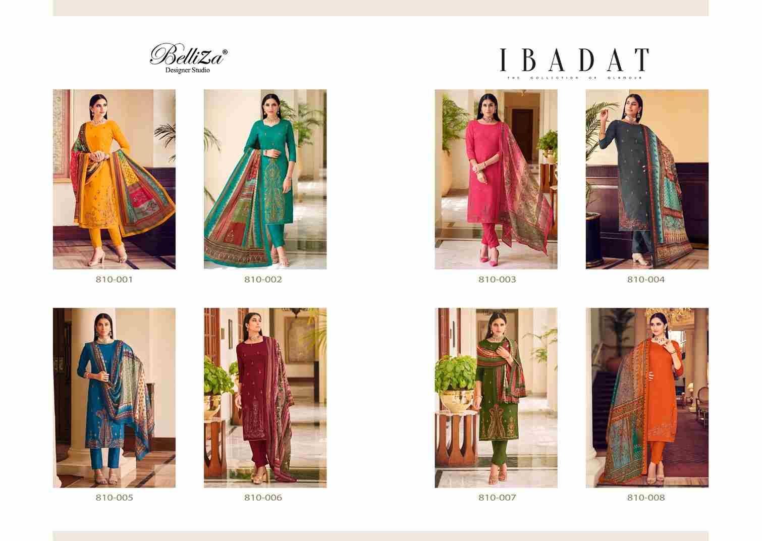 Ibadat By Belliza 810-001 To 810-008 Series Beautiful Suits Colorful Stylish Fancy Casual Wear & Ethnic Wear Pure Jam Cotton Print With Embroidered Dresses At Wholesale Price