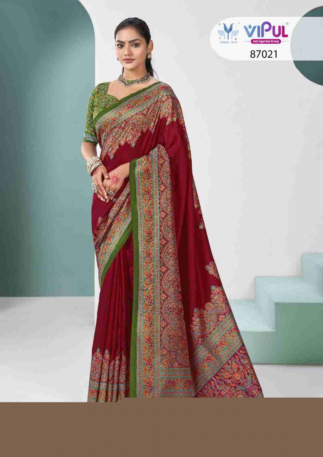 Ivory Silk By Vipul Fashion 87021 To 87026 Series Indian Traditional Wear Collection Beautiful Stylish Fancy Colorful Party Wear & Occasional Wear Silk Sarees At Wholesale Price