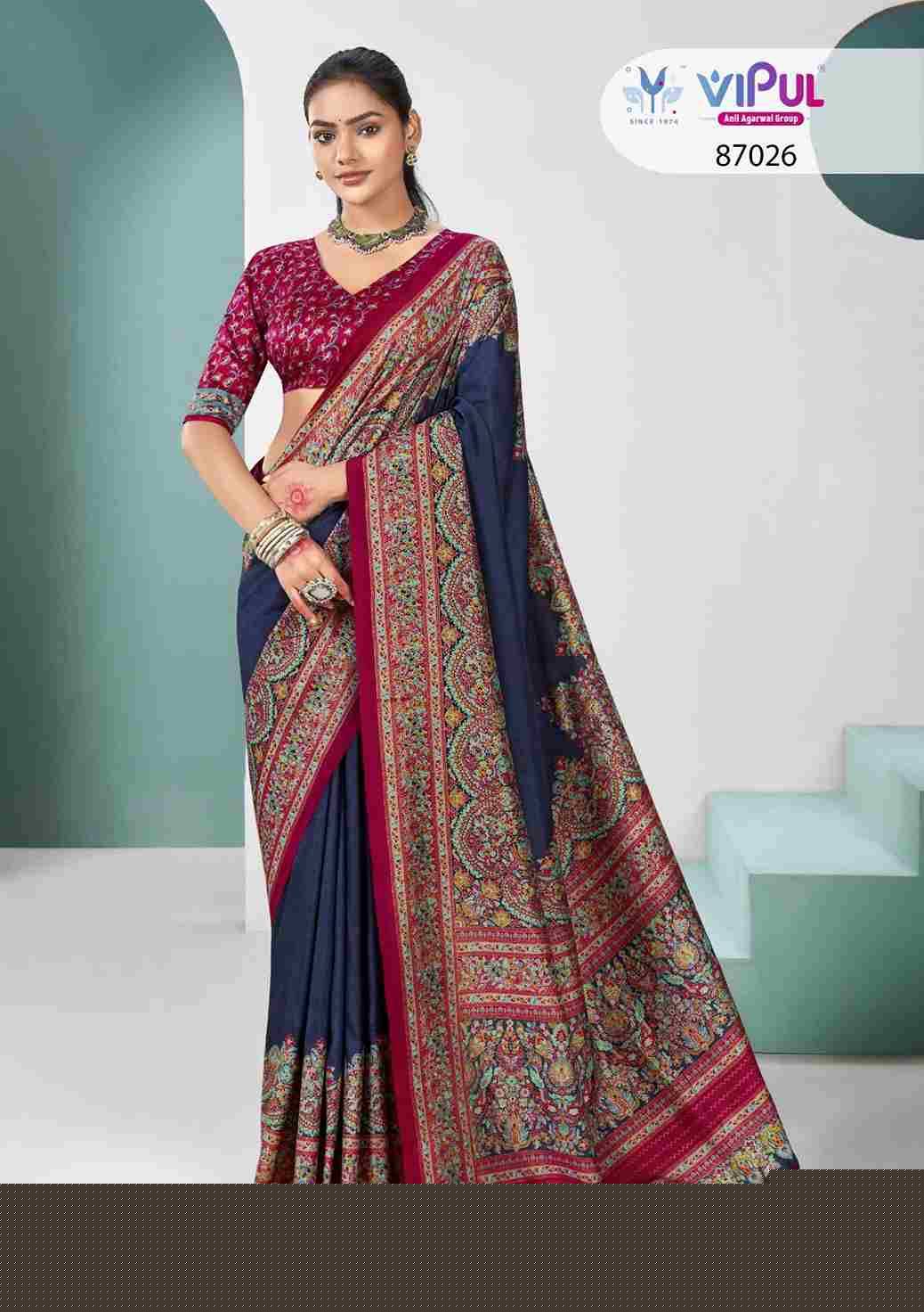 Ivory Silk By Vipul Fashion 87021 To 87026 Series Indian Traditional Wear Collection Beautiful Stylish Fancy Colorful Party Wear & Occasional Wear Silk Sarees At Wholesale Price
