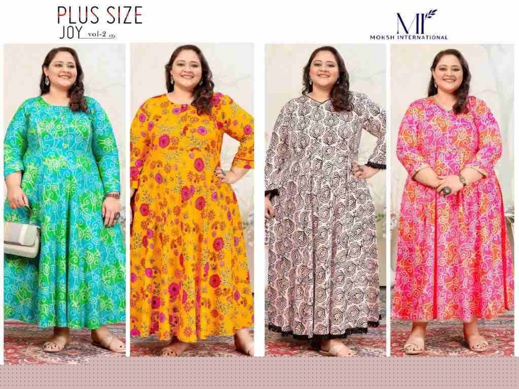 Plus Size Joy Vol-2 By Moksh International 8653 To 8656 Series Beautiful Stylish Fancy Colorful Casual Wear & Ethnic Wear Heavy Rayon Gowns At Wholesale Price