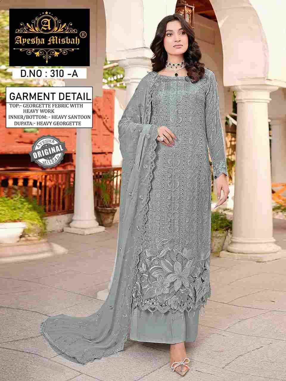 Ayesha Misbah 310 Colours By Fashid Wholesale 310-A To 310-H Series Beautiful Pakistani Suits Colorful Stylish Fancy Casual Wear & Ethnic Wear Georgette Embroidered Dresses At Wholesale Price