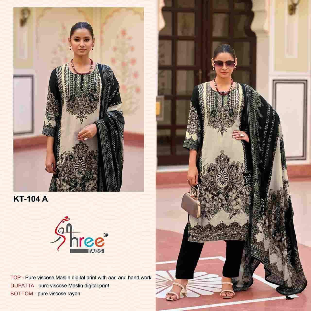 Shree Fabs Hit Design KT-104 Colours By Shree Fabs KT-104-A To KT-104-D Designer Pakistani Suits Beautiful Fancy Stylish Colorful Party Wear & Occasional Wear Pure Viscose Muslin Embroidery Dresses At Wholesale Price