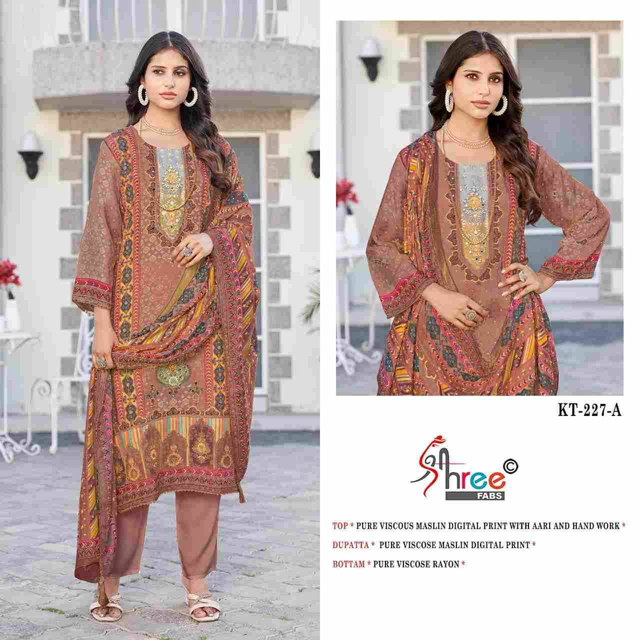 Shree Fabs Hit Design KT-227 Colours By Shree Fabs KT-227 To KT-227-C Series Designer Pakistani Suits Beautiful Fancy Stylish Colorful Party Wear & Occasional Wear Pure Viscose Muslin Embroidery Dresses At Wholesale Price