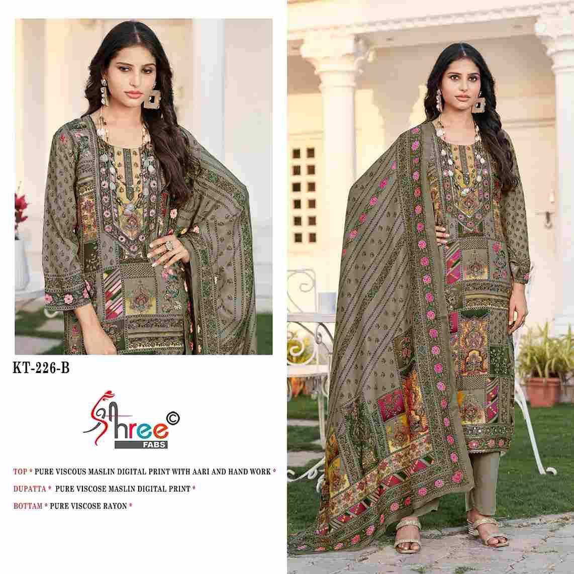 Shree Fabs Hit Design KT-226 Colours By Shree Fabs KT-226 To KT-226-C Series Designer Pakistani Suits Beautiful Fancy Stylish Colorful Party Wear & Occasional Wear Pure Viscose Muslin Embroidery Dresses At Wholesale Price