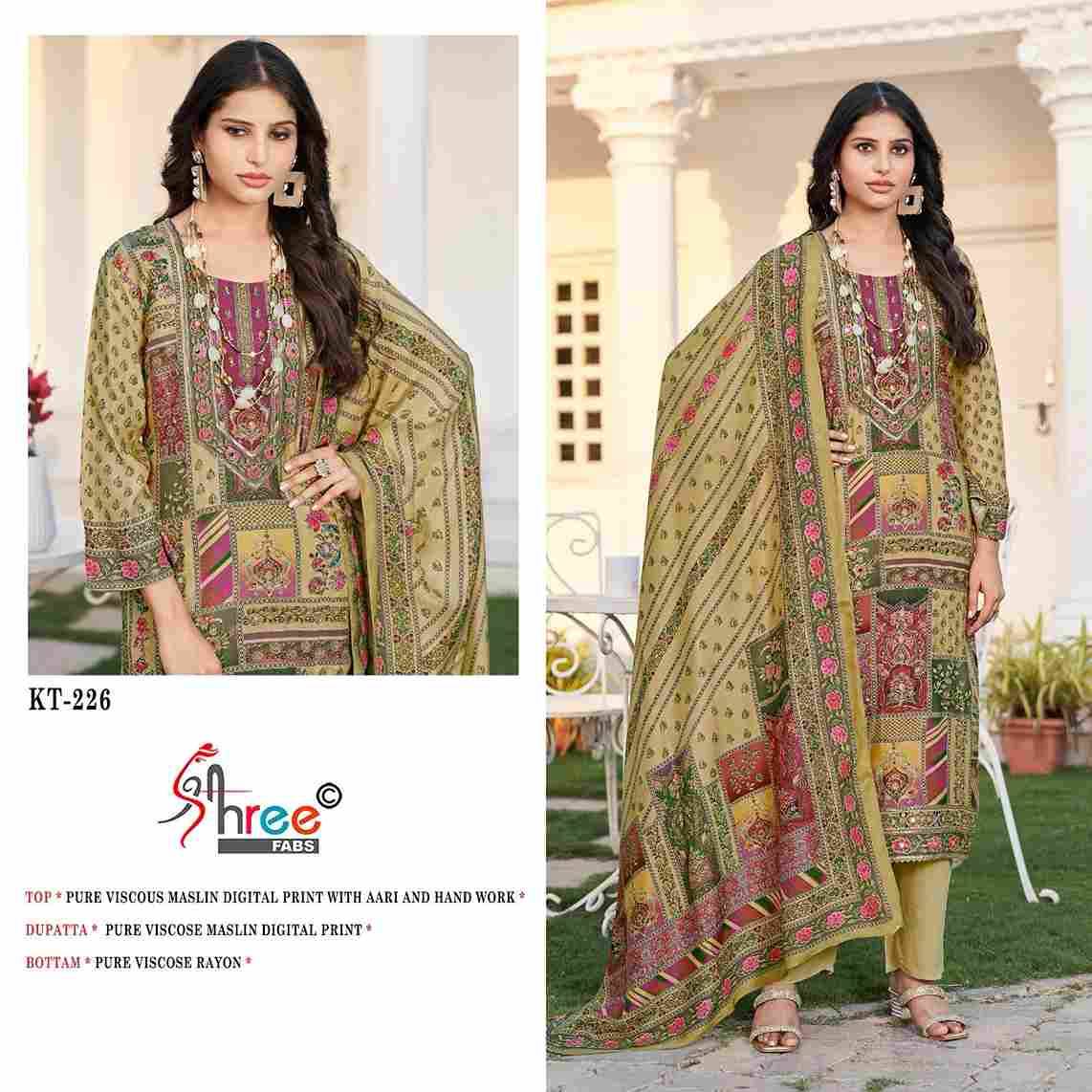 Shree Fabs Hit Design KT-226 Colours By Shree Fabs KT-226 To KT-226-C Series Designer Pakistani Suits Beautiful Fancy Stylish Colorful Party Wear & Occasional Wear Pure Viscose Muslin Embroidery Dresses At Wholesale Price