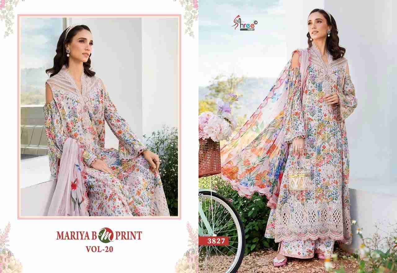 Mariya B Mprint Vol-20 By Shree Fabs 3827 To 3834 Series Beautiful Pakistani Suits Colorful Stylish Fancy Casual Wear & Ethnic Wear Pure Cotton Embroidered Dresses At Wholesale Price