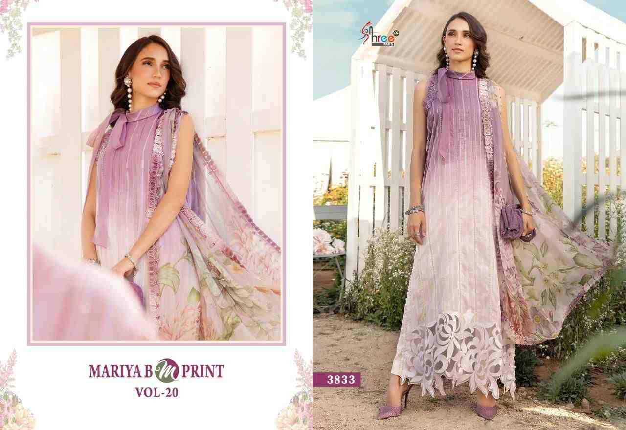 Mariya B Mprint Vol-20 By Shree Fabs 3827 To 3834 Series Beautiful Pakistani Suits Colorful Stylish Fancy Casual Wear & Ethnic Wear Pure Cotton Embroidered Dresses At Wholesale Price