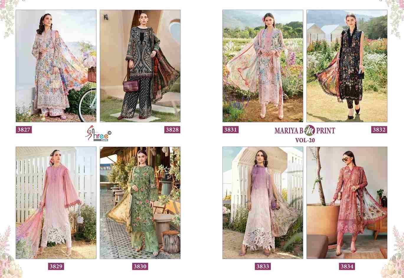 Mariya B Mprint Vol-20 By Shree Fabs 3827 To 3834 Series Beautiful Pakistani Suits Colorful Stylish Fancy Casual Wear & Ethnic Wear Pure Cotton Embroidered Dresses At Wholesale Price