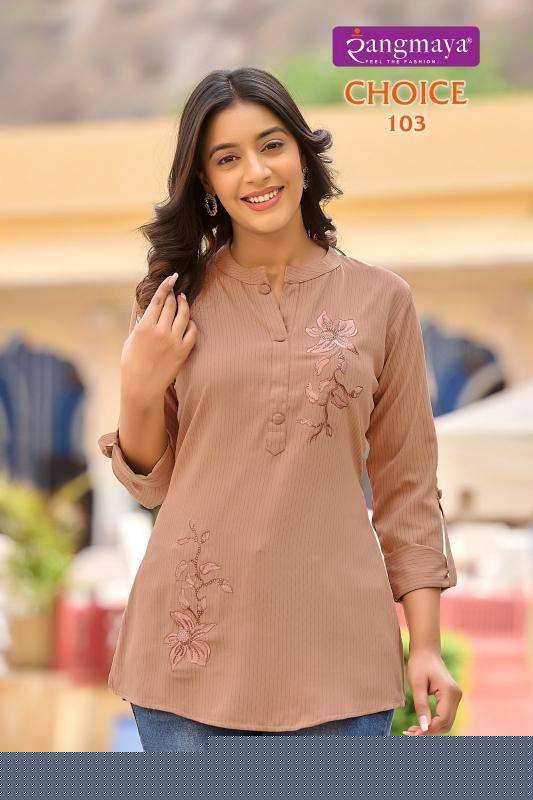 Choice By Rangmaya 101 To 108 Series Designer Stylish Fancy Colorful Beautiful Party Wear & Ethnic Wear Collection Heavy Rayon Tops At Wholesale Price