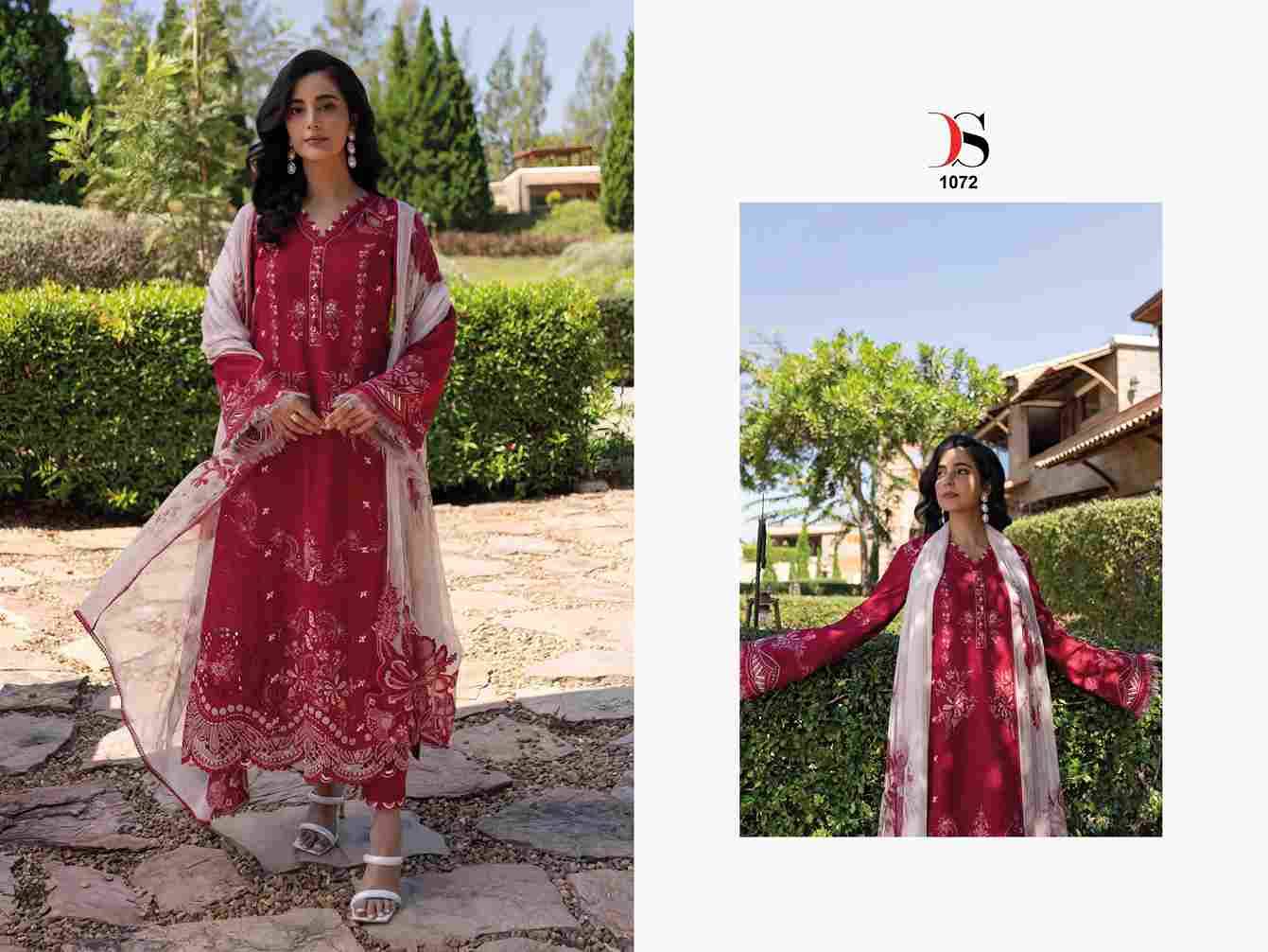 Rangrasiya Premium Lawn-25 By Deepsy Suits 1071 To 1076 Series Pakistani Stylish Beautiful Colourful Printed & Embroidered Party Wear & Occasional Wear Pure Cotton Dresses At Wholesale Price