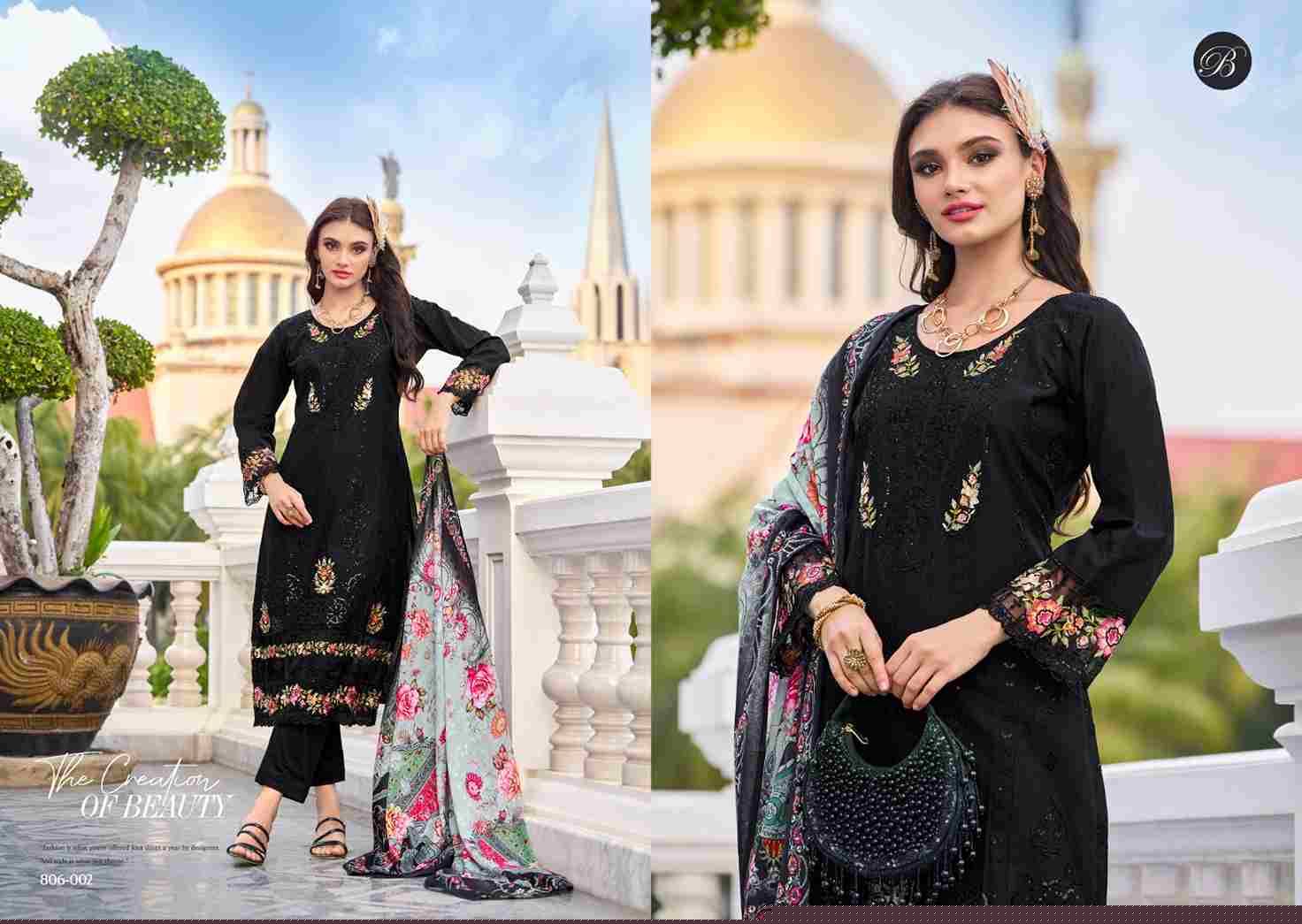 Afrozeh By Belliza 806-001 To 806-006 Series Beautiful Suits Colorful Stylish Fancy Casual Wear & Ethnic Wear Pure Lawn Cotton Print With Embroidered Dresses At Wholesale Price