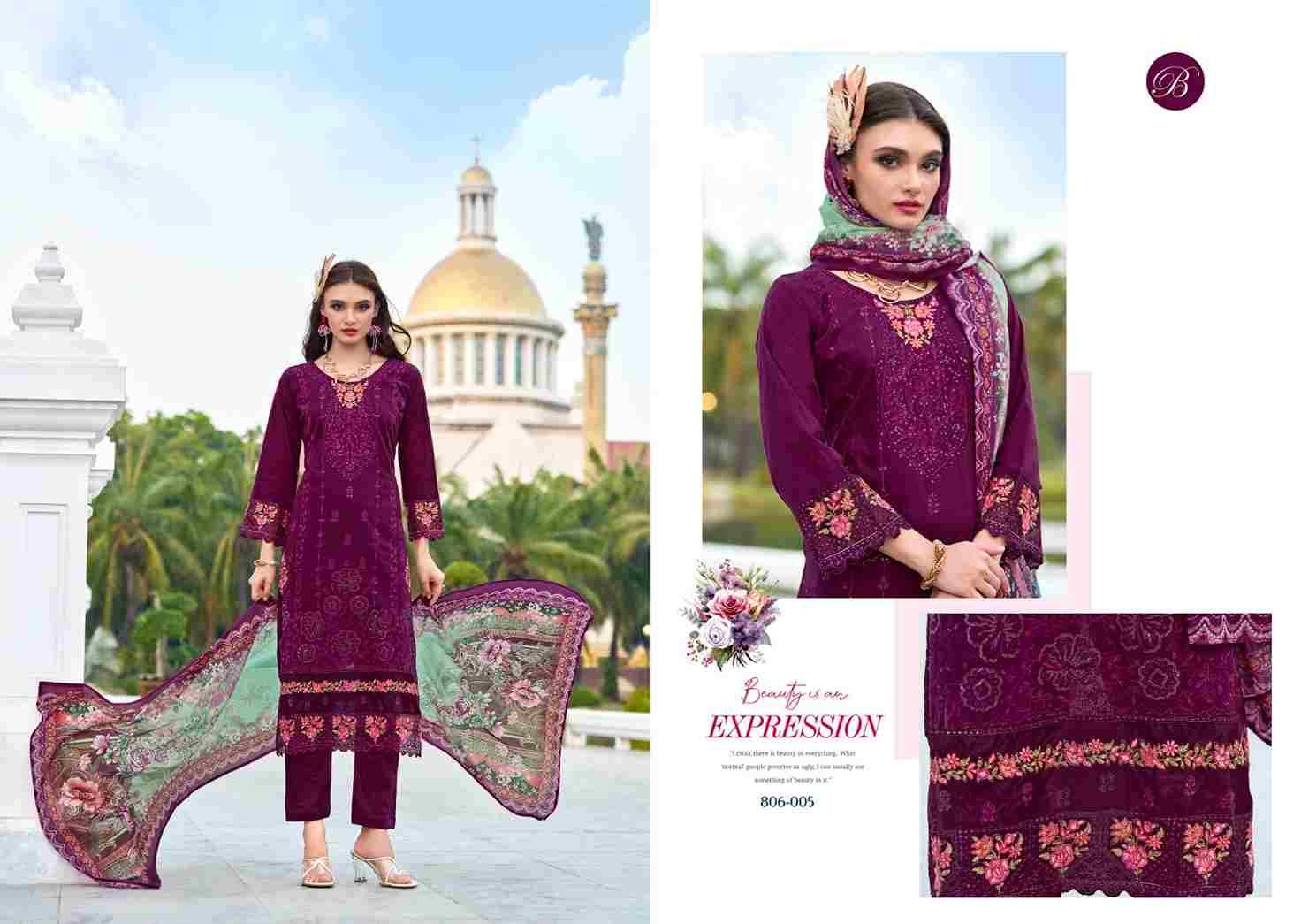 Afrozeh By Belliza 806-001 To 806-006 Series Beautiful Suits Colorful Stylish Fancy Casual Wear & Ethnic Wear Pure Lawn Cotton Print With Embroidered Dresses At Wholesale Price