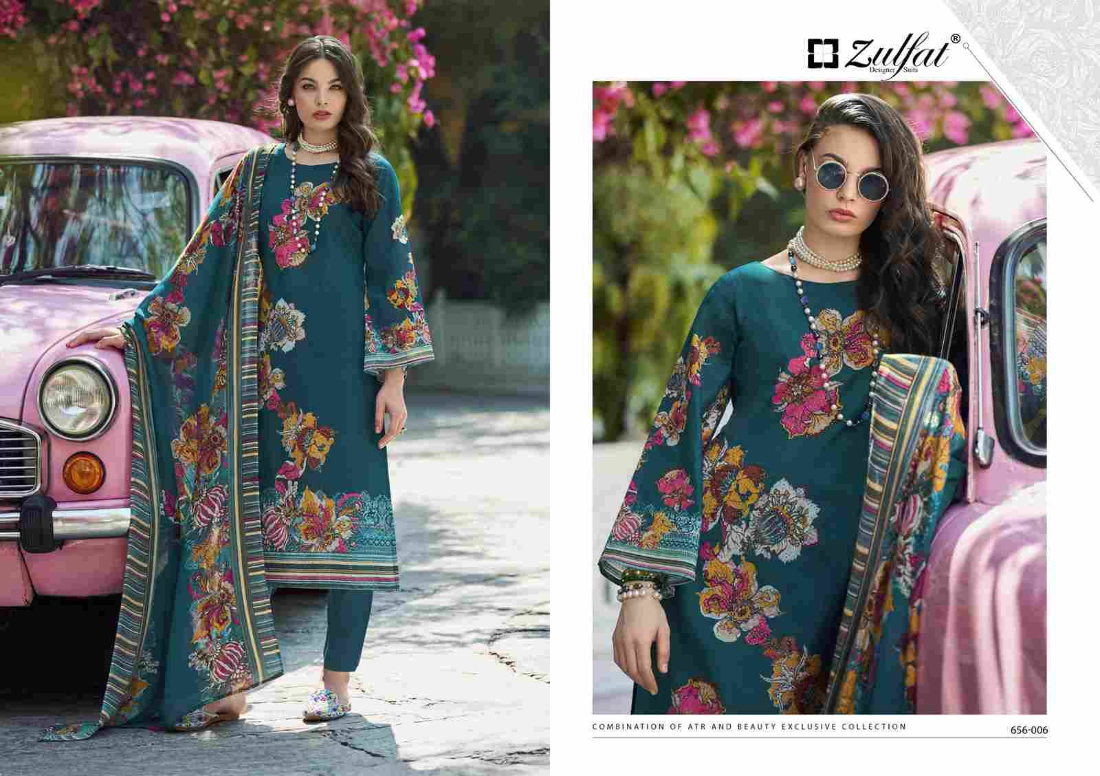 Bahaar By Zulfat 656-001 To 656-008 Series Beautiful Festive Suits Stylish Fancy Colorful Casual Wear & Ethnic Wear Pure Cotton Print Dresses At Wholesale Price