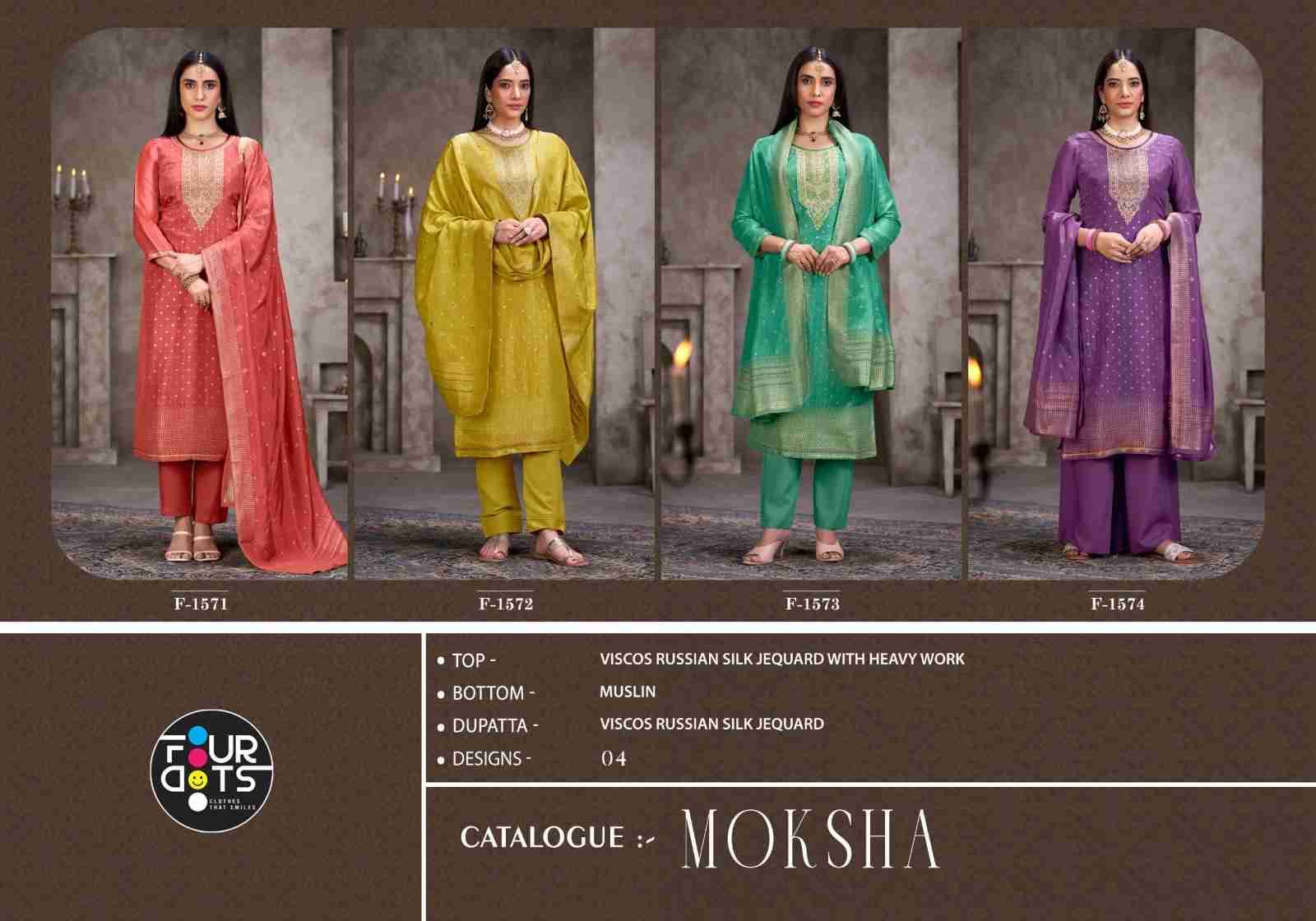 Moksha By Four Dots 1571 To 1574 Series Beautiful Stylish Festive Suits Fancy Colorful Casual Wear & Ethnic Wear & Ready To Wear Viscose Silk Jacquard Dresses At Wholesale Price