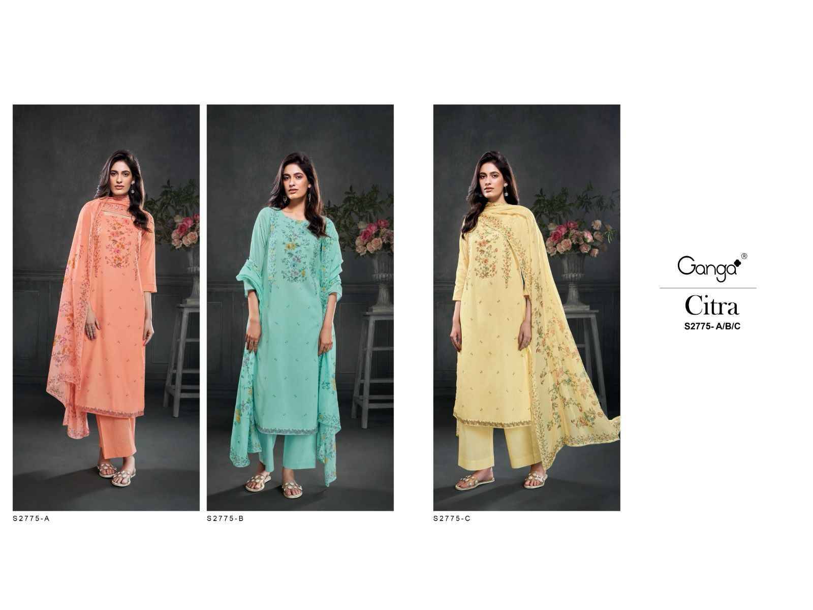 Citra-2775 By Ganga Fashion 2775-A To 2775-C Series Beautiful Festive Suits Colorful Stylish Fancy Casual Wear & Ethnic Wear Premium Voil Dresses At Wholesale Price