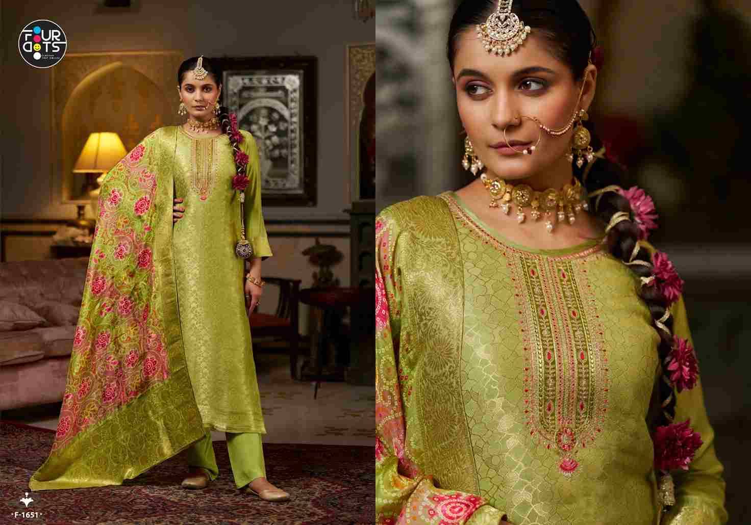 Jelani By Four Dots 1651 To 1654 Series Beautiful Stylish Festive Suits Fancy Colorful Casual Wear & Ethnic Wear & Ready To Wear Muslin Jacquard Dresses At Wholesale Price