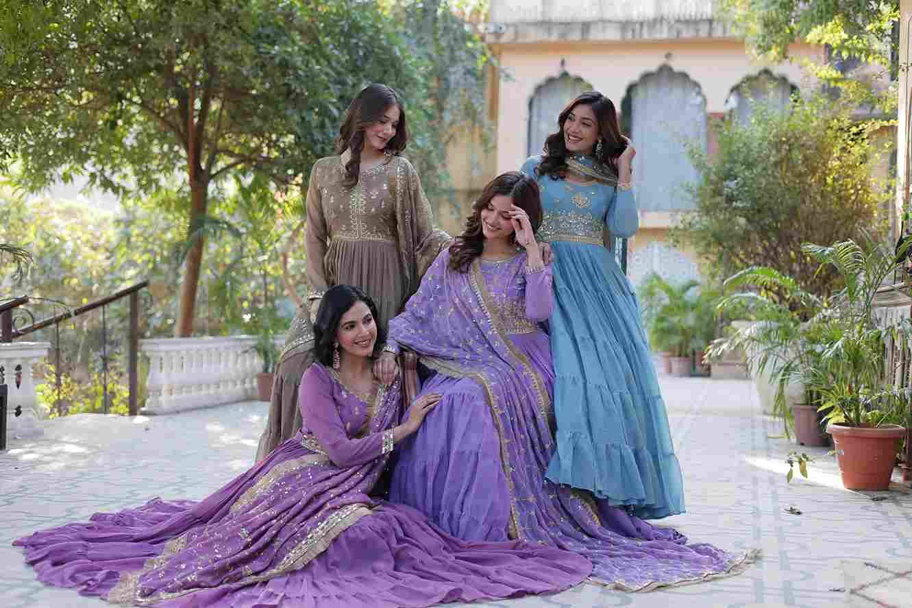 Sf-1004 By Fashid Wholesale 01 To 04 Series Designer Beautiful Collection Occasional Wear & Party Wear Star Georgette Gowns At Wholesale Price