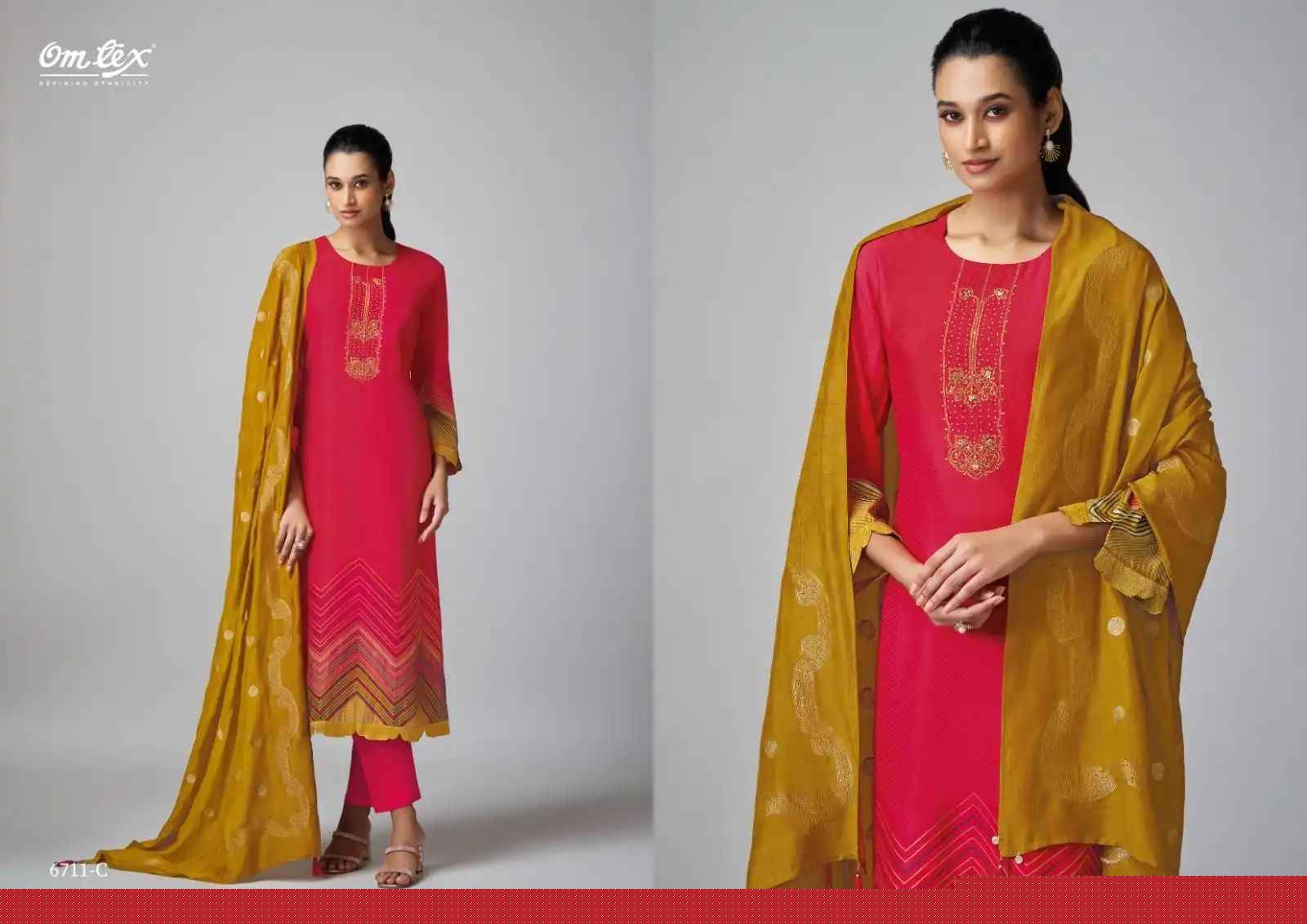 Taruna By Om Tex 6711-A To 6711-D Series Beautiful Suits Stylish Fancy Colorful Party Wear & Ethnic Wear Tussar Silk Dresses At Wholesale Price