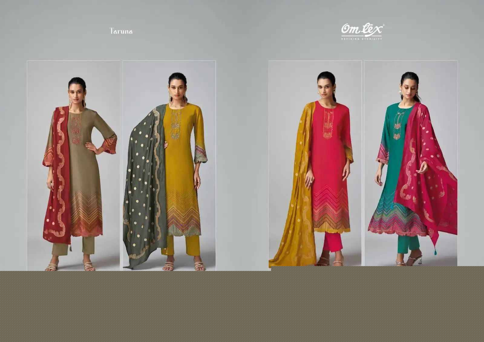 Taruna By Om Tex 6711-A To 6711-D Series Beautiful Suits Stylish Fancy Colorful Party Wear & Ethnic Wear Tussar Silk Dresses At Wholesale Price