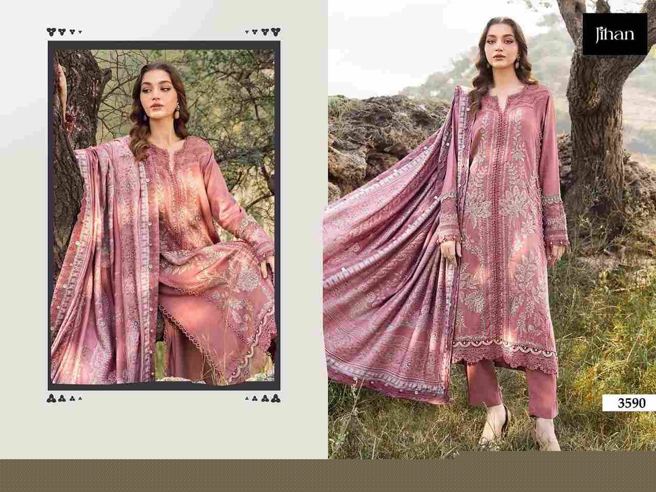 Jihan 3590 Colours By Jihan 3590 To 3590-B Series Designer Pakistani Suits Beautiful Fancy Stylish Colorful Party Wear & Occasional Wear Rayon Cotton Dresses At Wholesale Price