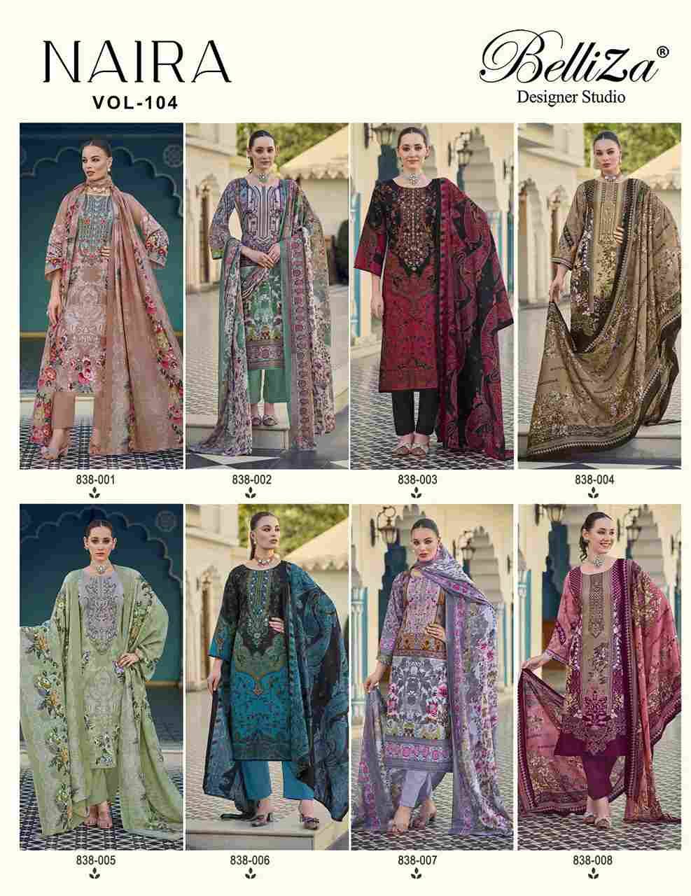 Naira Vol-104 By Belliza 838-001 To 838-008 Series Beautiful Festive Suits Stylish Fancy Colorful Casual Wear & Ethnic Wear Pure Cotton Print Dresses At Wholesale Price