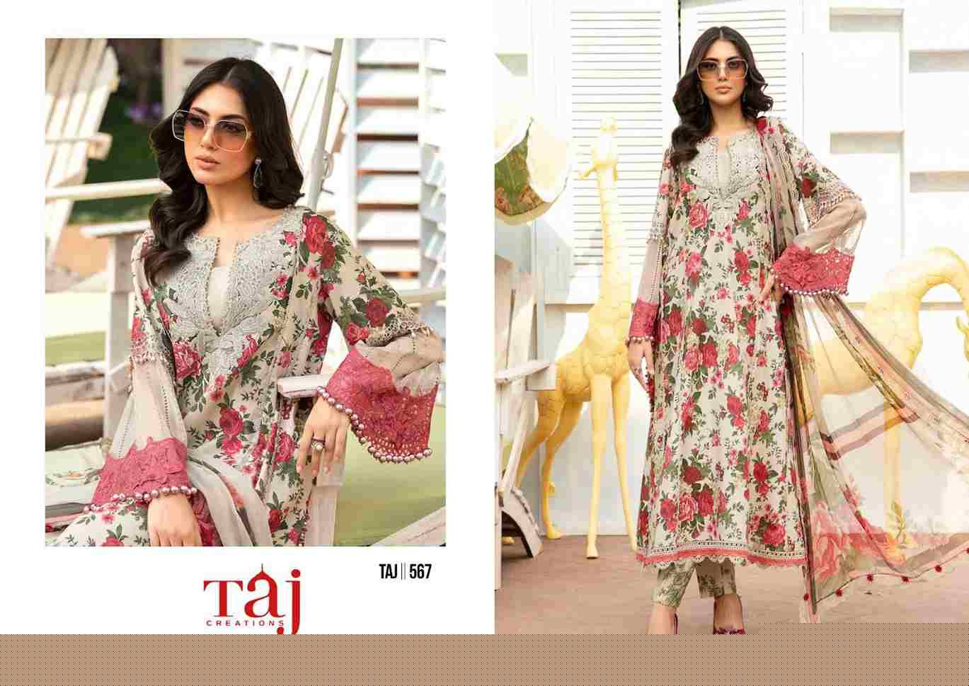 Taj 567 Series By Taj Creation 567 To 568 Series Beautiful Pakistani Suits Colorful Stylish Fancy Casual Wear & Ethnic Wear Pure Cotton Print With Embroidered Dresses At Wholesale Price