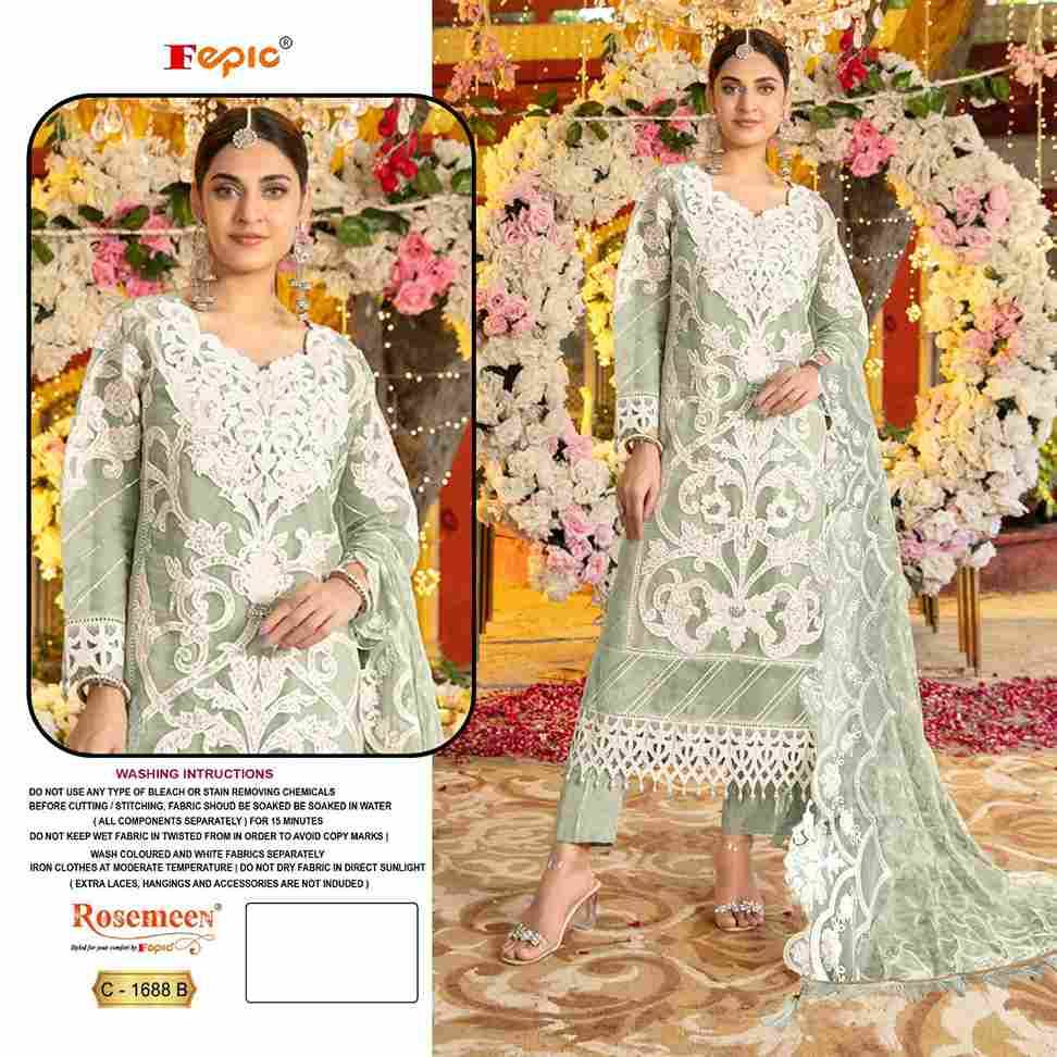 Fepic 1688 Colours By Fepic 1688-A To 1688-D Series Beautiful Pakistani Suits Stylish Fancy Colorful Party Wear & Occasional Wear Organza Embroidered Dresses At Wholesale Price