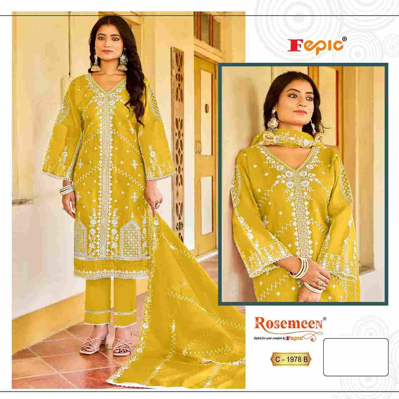 Fepic 1978 Colours By Fepic 1978-A To 1978-D Series Beautiful Pakistani Suits Stylish Fancy Colorful Party Wear & Occasional Wear Organza Embroidered Dresses At Wholesale Price