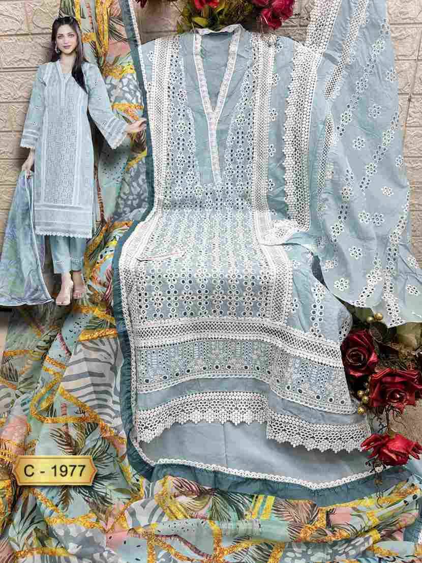 Fepic 1977 Colours By Fepic 1977-A To 1977-C Series Beautiful Pakistani Suits Stylish Fancy Colorful Party Wear & Occasional Wear Pure Cotton Embroidered Dresses At Wholesale Price