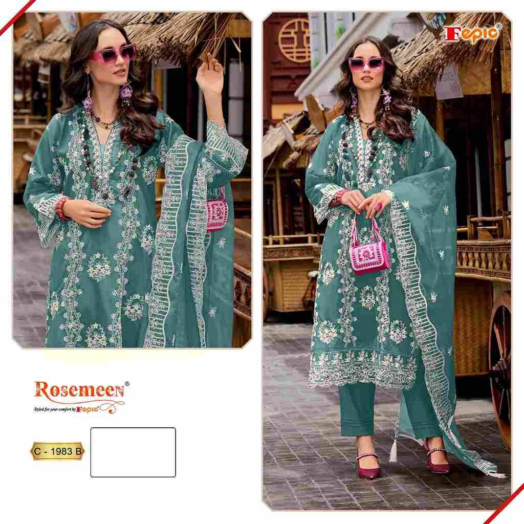 Fepic 1983 Colours By Fepic 1983-A To 1983-D Series Beautiful Pakistani Suits Stylish Fancy Colorful Party Wear & Occasional Wear Organza Embroidered Dresses At Wholesale Price