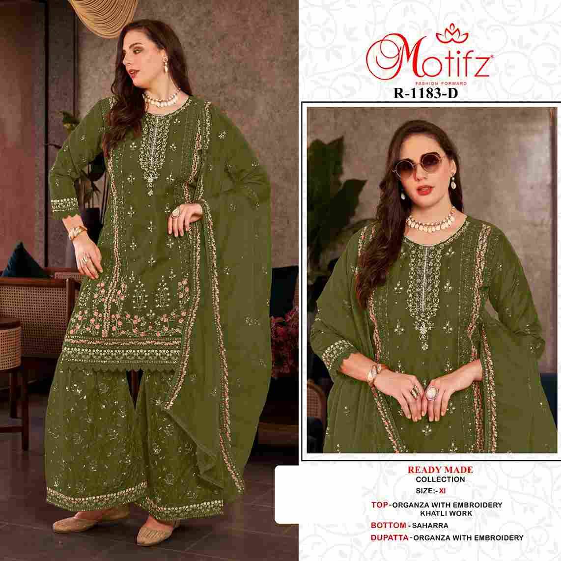Motifz Hit Design 1183 Colours By Motifz 1183-A To 1183-D Series Beautiful Pakistani Suits Colorful Stylish Fancy Casual Wear & Ethnic Wear Organza Embroidered Dresses At Wholesale Price