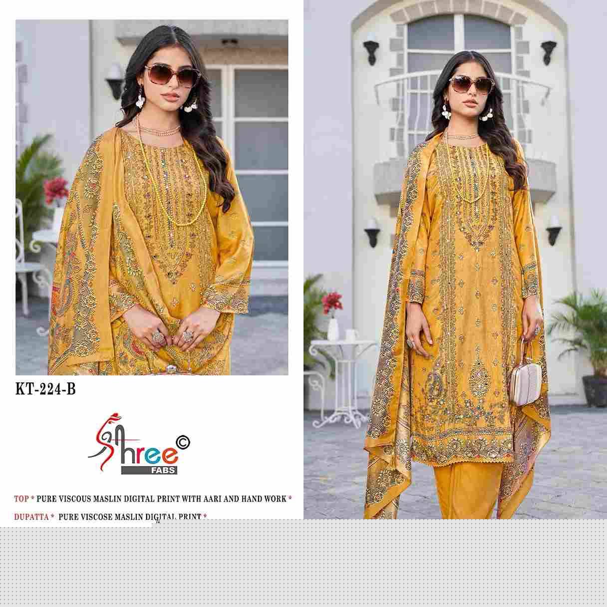 Shree Fabs Hit Design KT-224 Colours By Shree Fabs KT-224 To KT-224-C Series Designer Pakistani Suits Beautiful Fancy Stylish Colorful Party Wear & Occasional Wear Pure Viscose Muslin Embroidery Dresses At Wholesale Price
