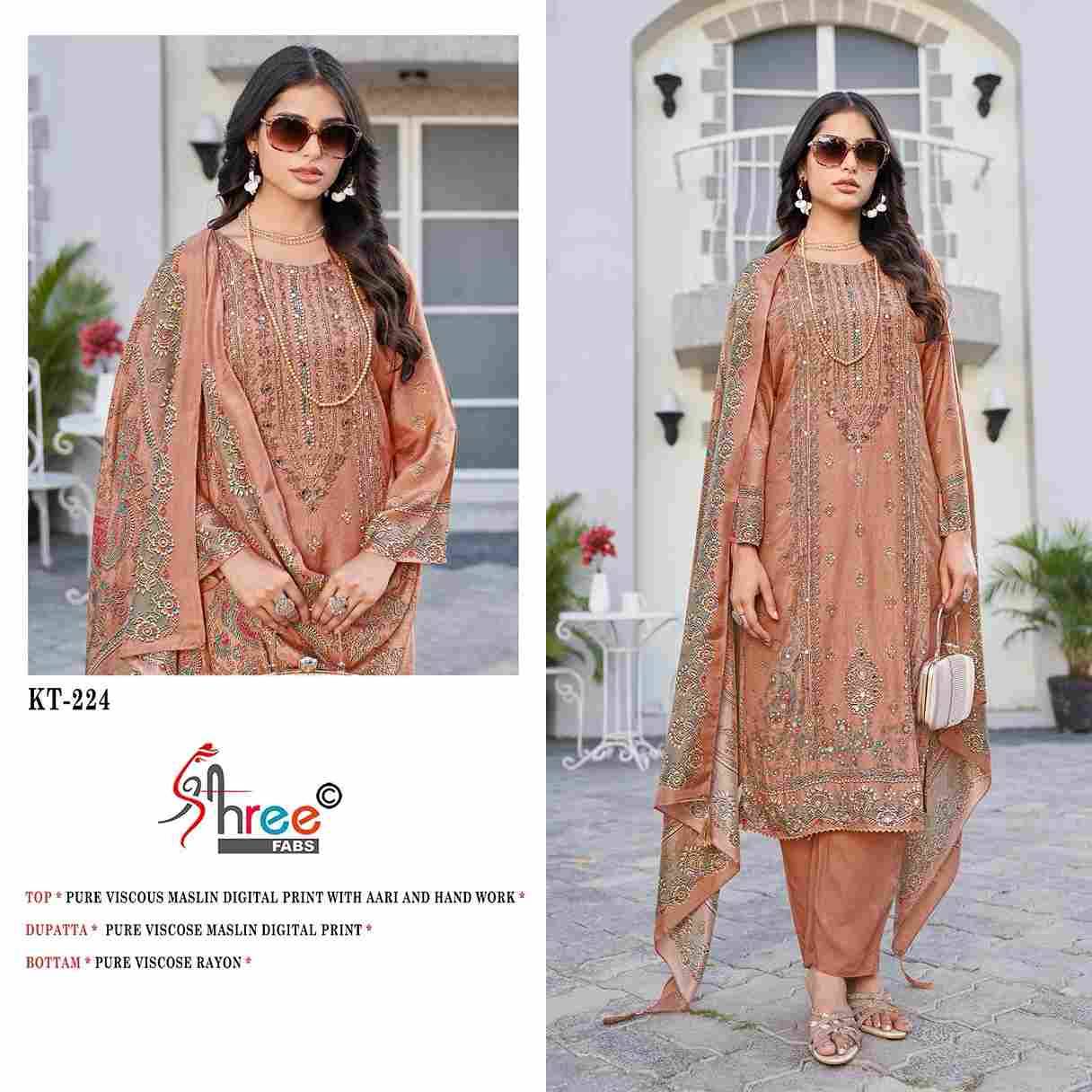 Shree Fabs Hit Design KT-224 Colours By Shree Fabs KT-224 To KT-224-C Series Designer Pakistani Suits Beautiful Fancy Stylish Colorful Party Wear & Occasional Wear Pure Viscose Muslin Embroidery Dresses At Wholesale Price