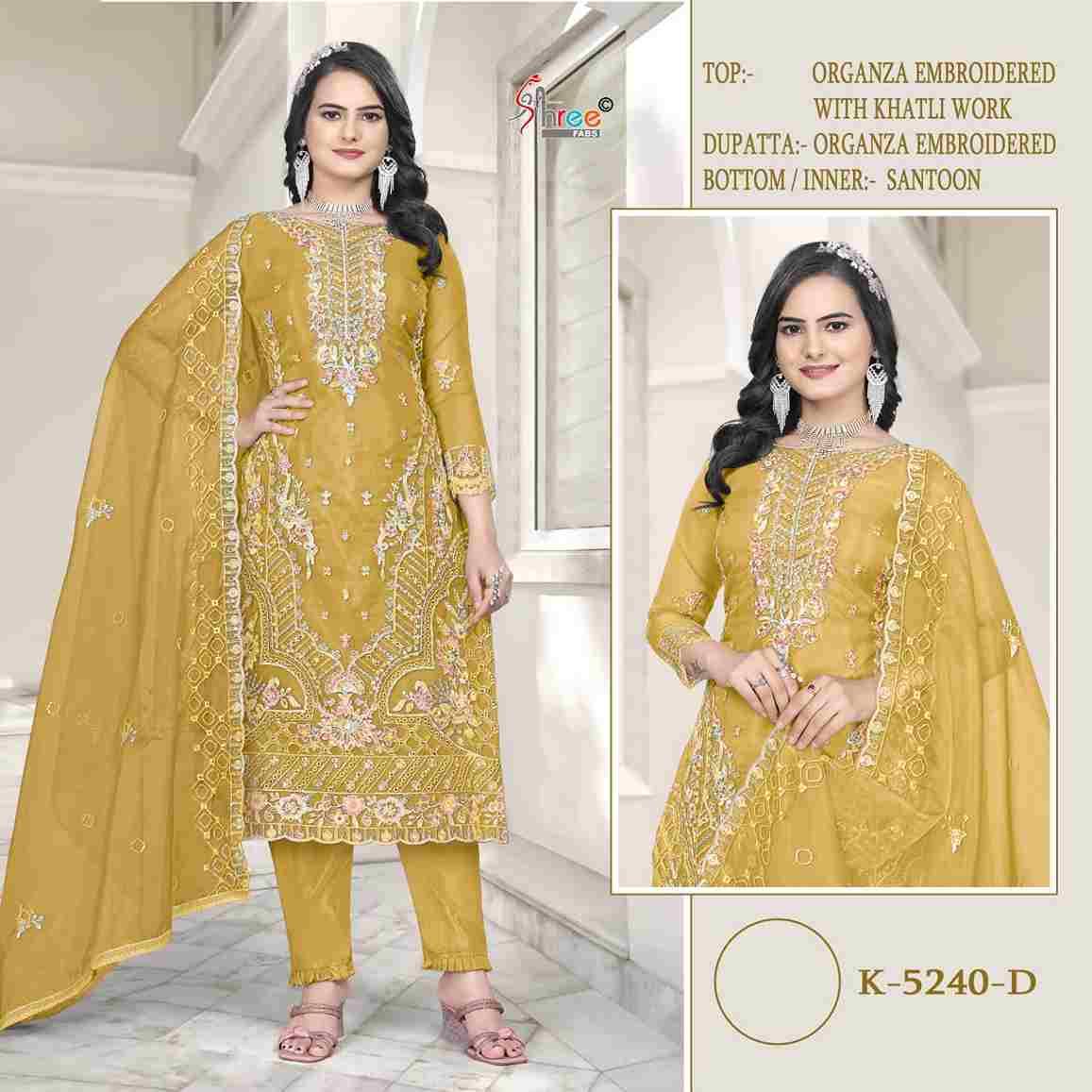 Shree Fabs Hit Design K-5240 Colours By Shree Fabs K-5240-A To K-5240-D Series Designer Pakistani Suits Beautiful Fancy Stylish Colorful Party Wear & Occasional Wear Organza With Embroidery Dresses At Wholesale Price