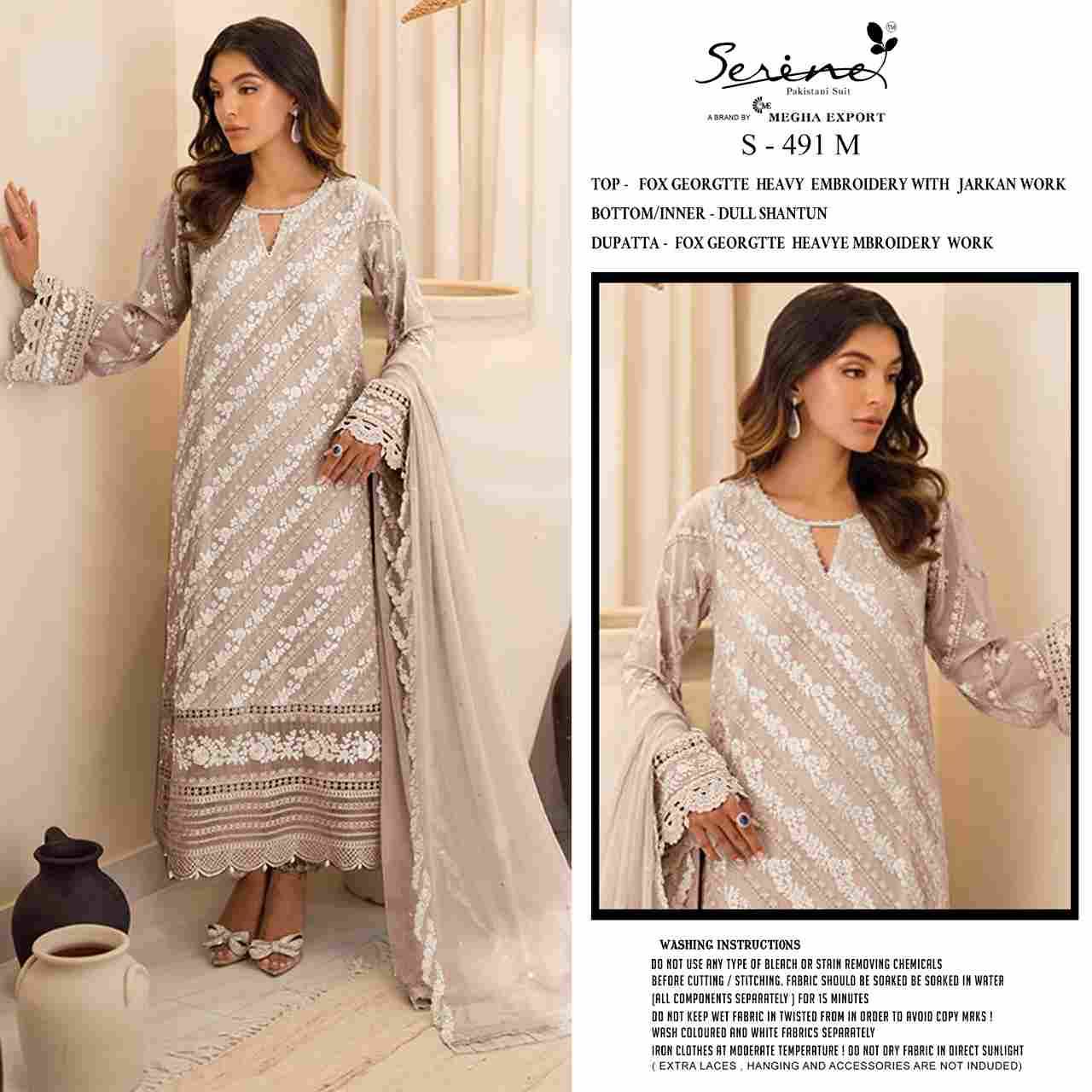Serene Hit Design S-491 Colours Vol-4 By Serene S-491-M To S-491-P Series Designer Pakistani Suits Beautiful Fancy Colorful Stylish Party Wear & Occasional Wear Faux Georgette Embroidered Dresses At Wholesale Price