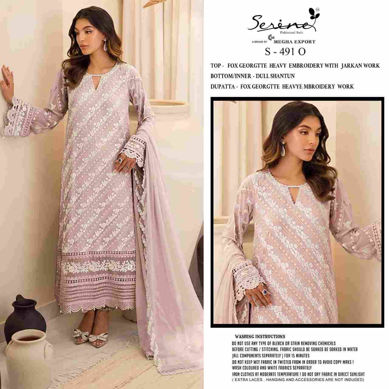 Serene Hit Design S-491 Colours Vol-4 By Serene S-491-M To S-491-P Series Designer Pakistani Suits Beautiful Fancy Colorful Stylish Party Wear & Occasional Wear Faux Georgette Embroidered Dresses At Wholesale Price