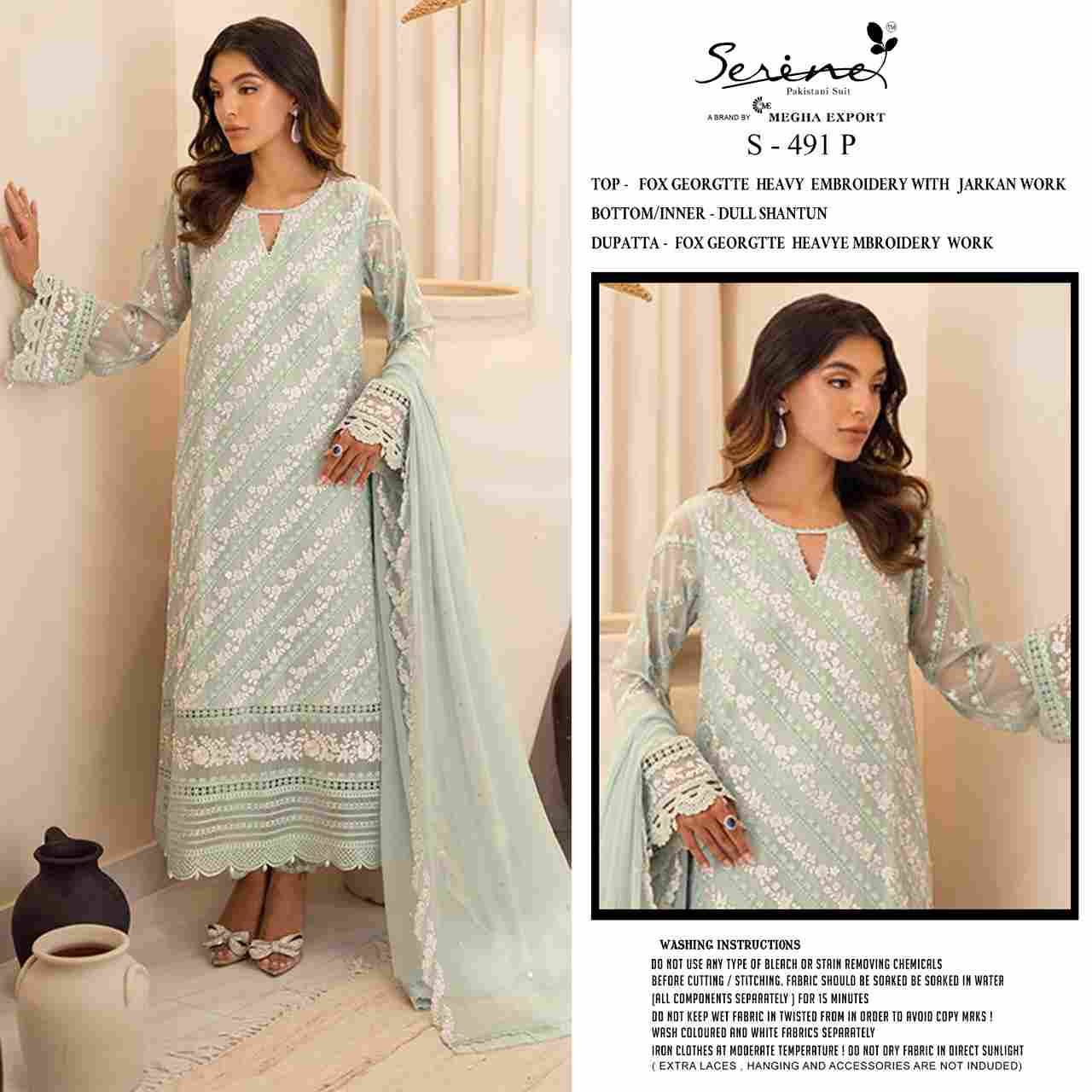 Serene Hit Design S-491 Colours Vol-4 By Serene S-491-M To S-491-P Series Designer Pakistani Suits Beautiful Fancy Colorful Stylish Party Wear & Occasional Wear Faux Georgette Embroidered Dresses At Wholesale Price