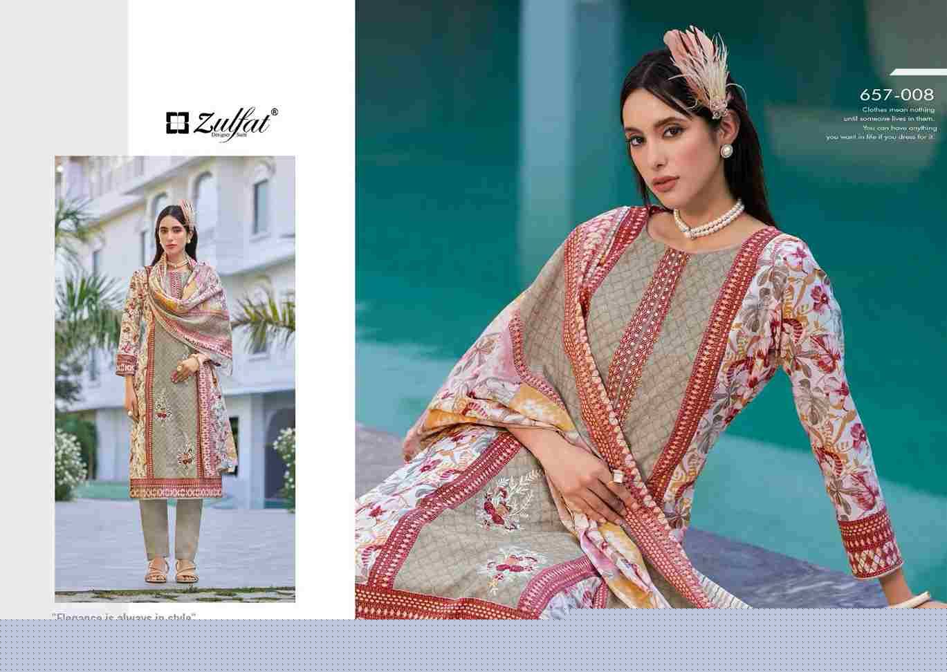 Venisha By Zulfat 657-001 To 657-008 Series Beautiful Festive Suits Stylish Fancy Colorful Casual Wear & Ethnic Wear Pure Cotton Print Dresses At Wholesale Price