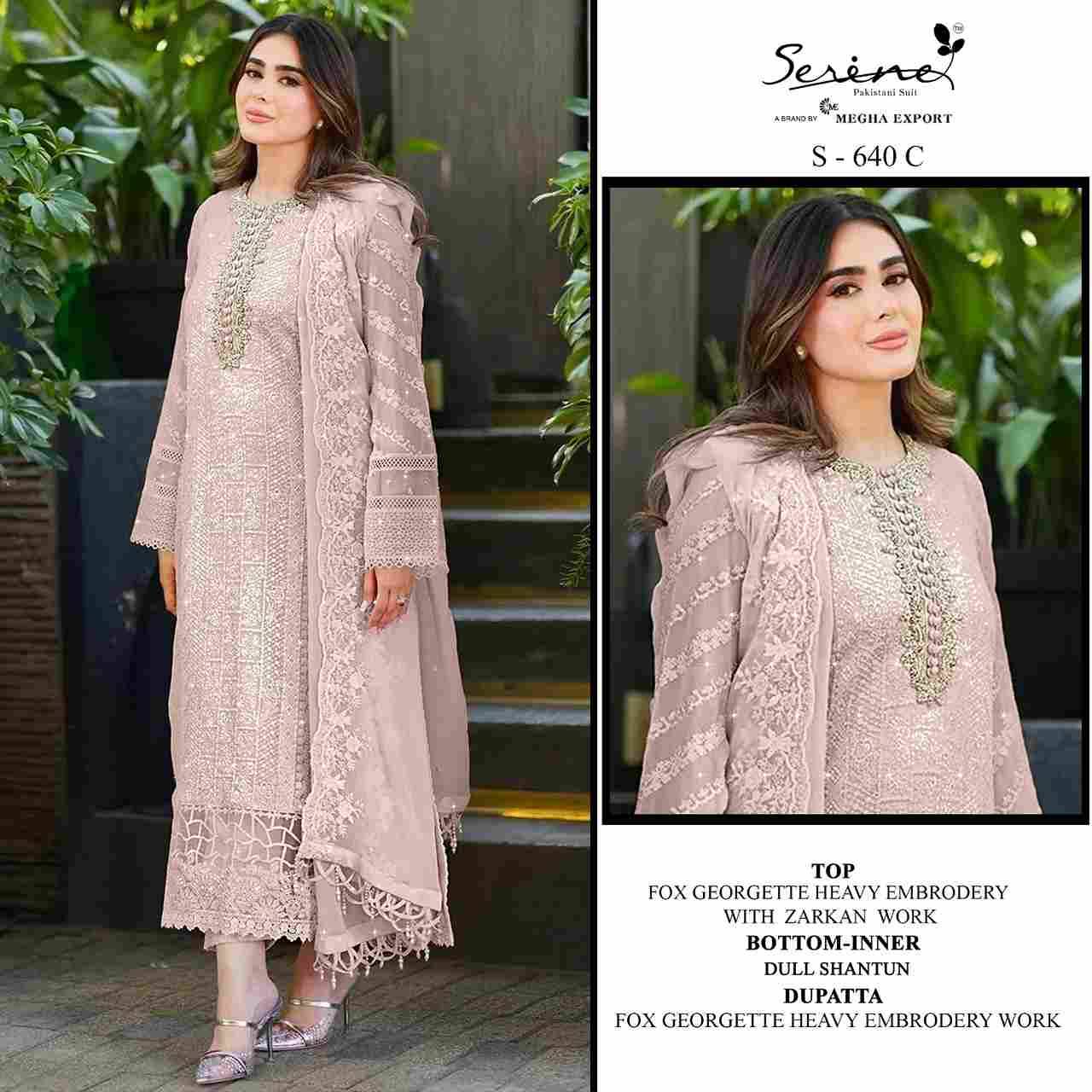 Serene Hit Design S-640 Colours By Serene S-640-A To S-640-D Series Designer Pakistani Suits Beautiful Fancy Colorful Stylish Party Wear & Occasional Wear Faux Georgette Embroidered Dresses At Wholesale Price