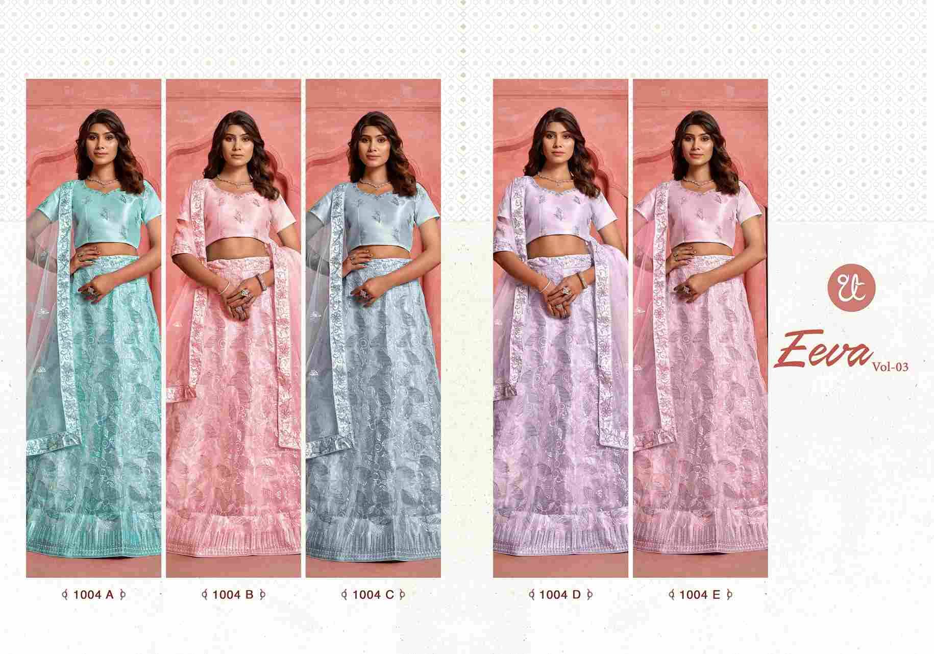 Eeva Vol-3 By Thread Thrill 1004-A To 1004-E Series Beautiful Colorful Fancy Wedding Collection Occasional Wear & Party Wear Butterfly Net Lehengas At Wholesale Price