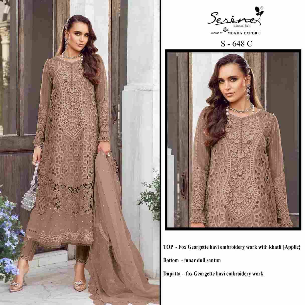 Serene Hit Design S-648 Colours By Serene S-648-A To S-648-D Series Designer Pakistani Suits Beautiful Fancy Colorful Stylish Party Wear & Occasional Wear Faux Georgette Embroidered Dresses At Wholesale Price