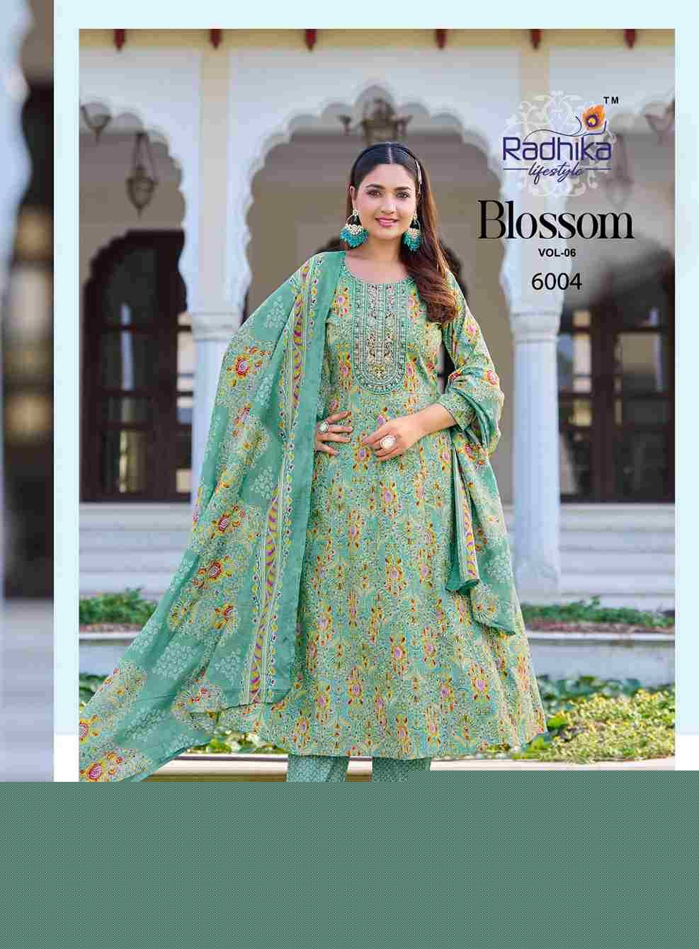Blossom Vol-6 By Radhika Lifestyle 6001 To 6006 Series Beautiful Festive Suits Colorful Stylish Fancy Casual Wear & Ethnic Wear Cotton Print With Work Dresses At Wholesale Price