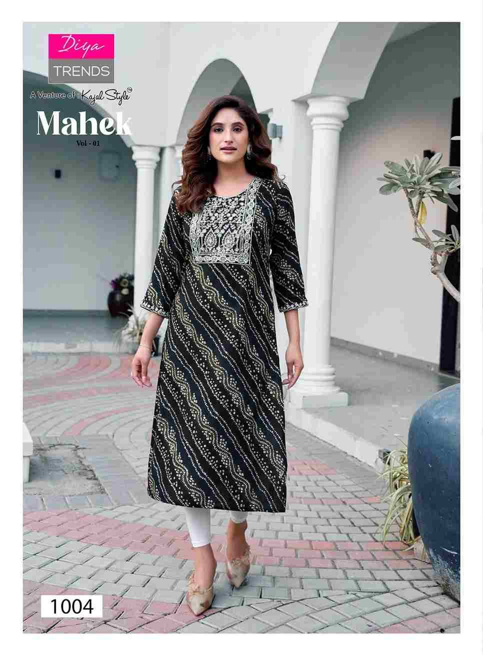 Mahek Vol-1 By Diya Trends 1001 To 1008 Series Beautiful Stylish Fancy Colorful Casual Wear & Ethnic Wear Rayon Print Kurtis At Wholesale Price