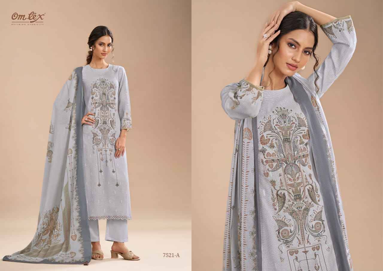 Shireen By Om Tex 7521-A To 7521-C Series Beautiful Suits Stylish Fancy Colorful Party Wear & Ethnic Wear Linen Dresses At Wholesale Price